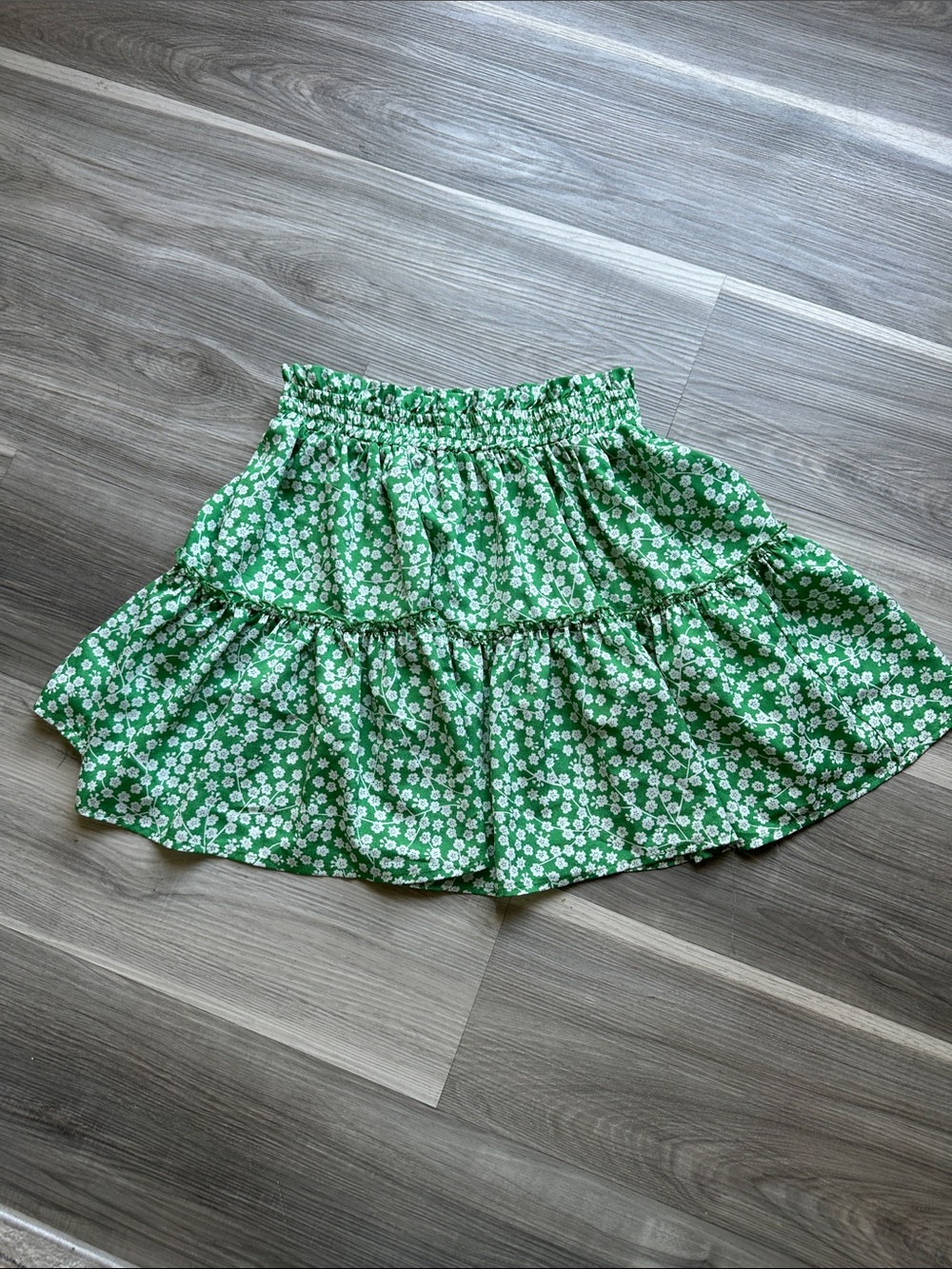 Princess Polly Green Floral Tiered Mini Skirt